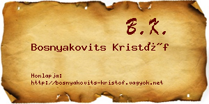 Bosnyakovits Kristóf névjegykártya